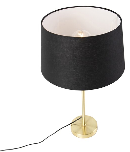 Stolna svjetiljka zlatna/mesingana s crnim lanenim sjenilom 35 cm - Parte