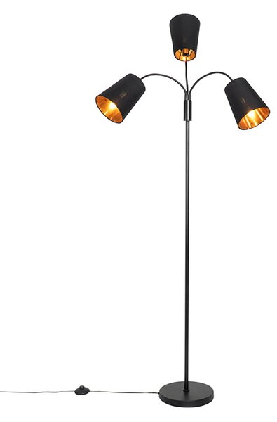 Moderna podna lampa crna s 3 svjetla - Carmen