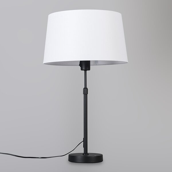 Stolna svjetiljka crna s bijelom sjenilom 35 cm podesive visine - Parte