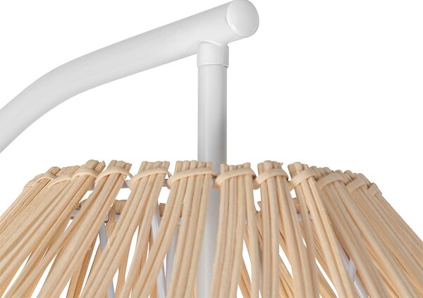 Rustikalna podna lampa bijela s ratanom - Sam