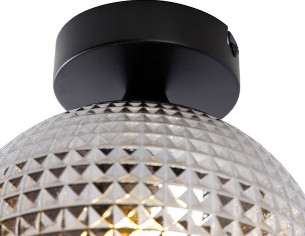 Stropna svjetiljka u stilu Art Deco crna s dimnim staklom - Sphere