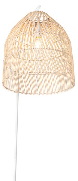 Rustikalna podna lampa bijela s ratanom - Sam