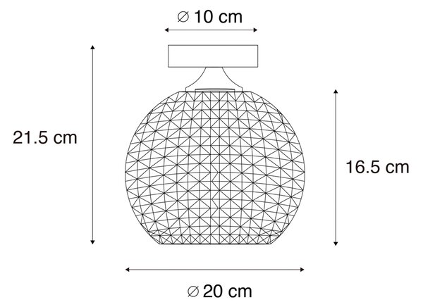 Stropna svjetiljka u stilu Art Deco crna s dimnim staklom - Sphere