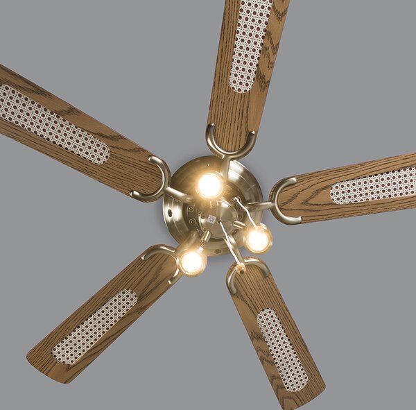 Brončani stropni ventilator s drvom 110 cm 3 svjetla s poteznim prekidačem - Mistral
