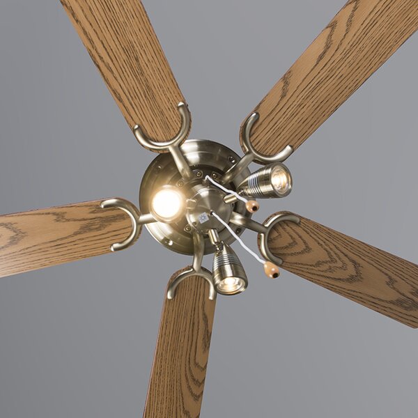 Brončani stropni ventilator s drvom 110 cm 3 svjetla s poteznim prekidačem - Mistral