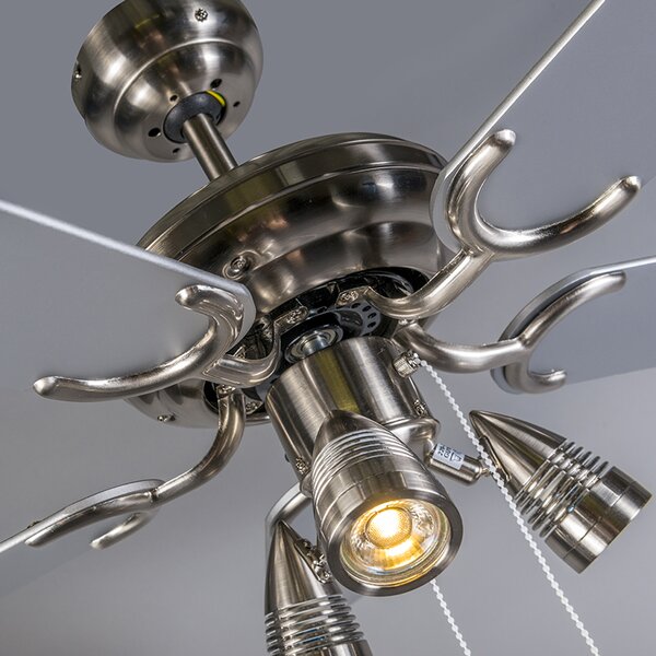 Ventilator na stropu čelični 110 cm 3-svjetla s poteznim prekidačem - Mistral