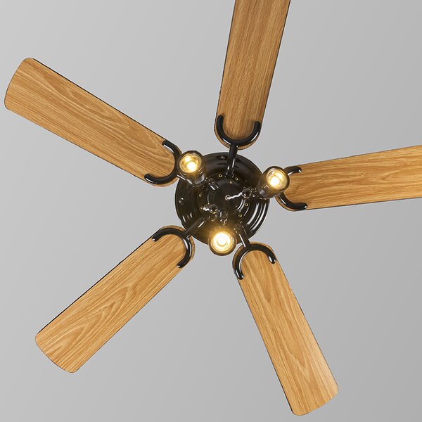 Stropni ventilator crni 110 cm 3-svjetla s poteznim prekidačem - Mistral