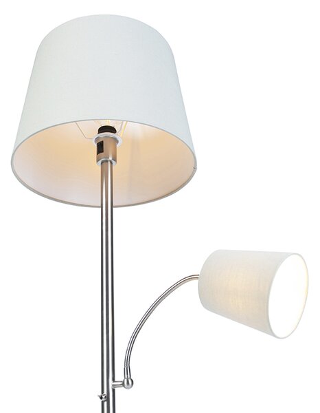 Klasična podna lampa od čelika sa sivom kapom i lampom za čitanje - Retro