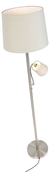 Klasična podna lampa od čelika sa sivom kapom i lampom za čitanje - Retro