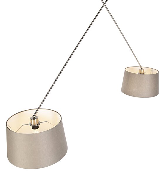 Stropna svjetiljka od čelika s sjenilima od taupe lana 35 cm 2-svjetla - Blitz