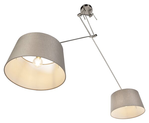 Stropna svjetiljka od čelika s sjenilima od taupe lana 35 cm 2-svjetla - Blitz