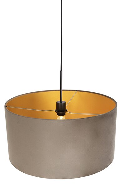 Zidna svjetiljka sa sjenilom od somota u boji taupe i zlatom 50 cm - Combi