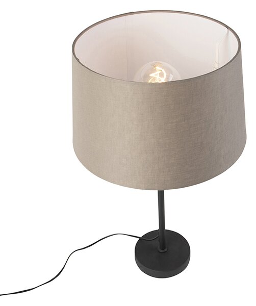 Stolna svjetiljka crna s platnenim sjenilom taupe 35 cm podesiv - Parte