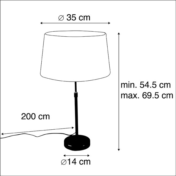 Stolna svjetiljka crna s platnenim sjenilom crna 35 cm podesive visine - Parte