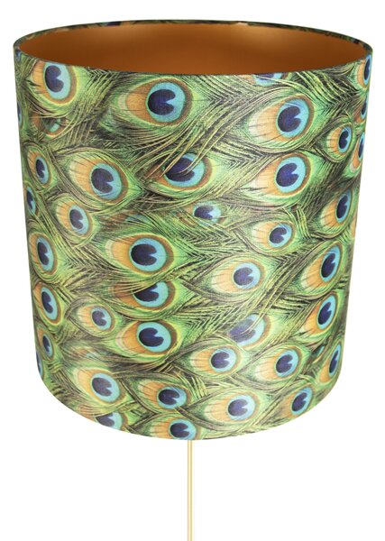 Podna lampa zlatna/mesingana s baršunastom sjenilom paun 40/40 cm - Parte