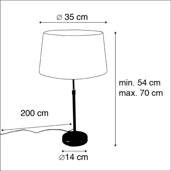 Stolna svjetiljka brončana s platnenom sjenilom bijela 35cm - Parte