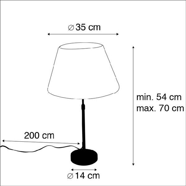 Stolna svjetiljka brončana s nabranim sjenilom bijela 35 cm - Parte