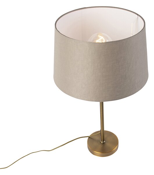 Stolna svjetiljka brončana s platnenim sjenilom taupe 35 cm - Parte