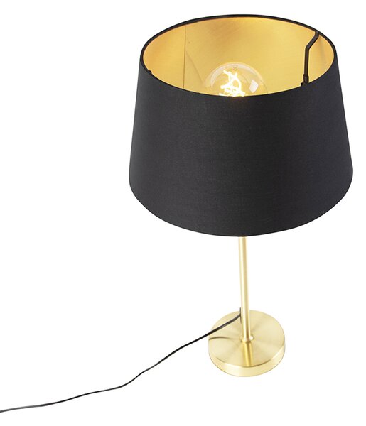 Stolna svjetiljka zlatna/mesingana s abažurom crnim sa zlatom 32 cm - Parte