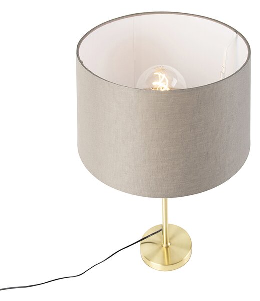 Stolna svjetiljka zlatna/mesing s platnenim sjenilom u boji taupe 35 cm - Parte