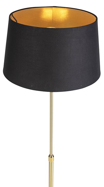 Podna svjetiljka zlatna/mesingana s crnom sjenilom 35 cm podesivom - Parte
