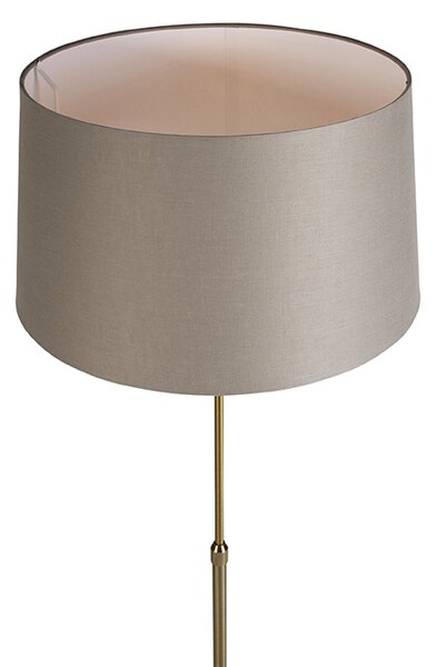 Podna svjetiljka brončana s platnenim sjenilom boje taupe 45 cm podesiv - Parte