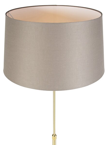 Podna svjetiljka zlatna/mesingana s platnenom sjenilom taupe boje 45 cm - Parte