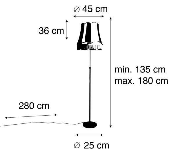 Podna svjetiljka brončana s abažurom Granny krem 45 cm podesiv - Parte