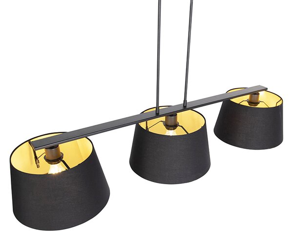 Zidna svjetiljka sa sjenilima od crnog i zlatnog pamuka 32cm - Combi 3 Deluxe