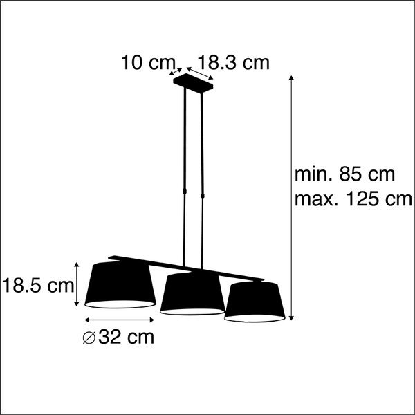 Zidna svjetiljka sa sjenilima od crnog i zlatnog pamuka 32cm - Combi 3 Deluxe