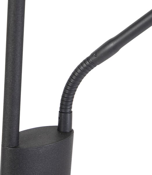 Moderna podna lampa crna uključujući LED i prigušivač s lampom za čitanje - Jazzy