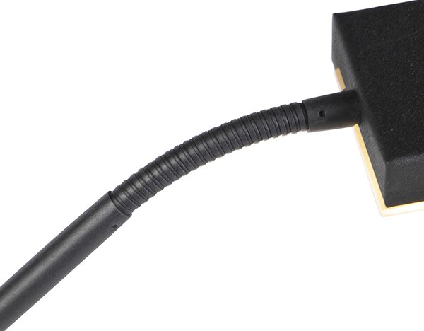 Moderna podna lampa crna uključujući LED i prigušivač s lampom za čitanje - Jazzy