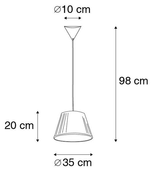 Retro viseća svjetiljka bijela 35 cm - Plisse
