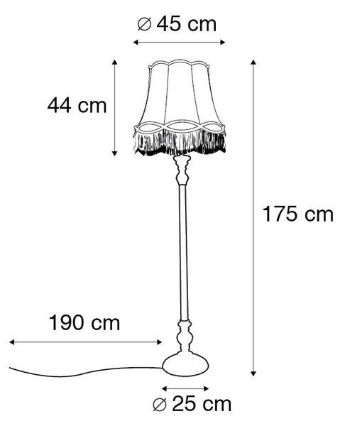 Podna lampa siva s abažurom u stilu bake zlatne boje - Classico