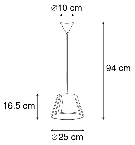 Retro viseća svjetiljka krem 25 cm - Plisse