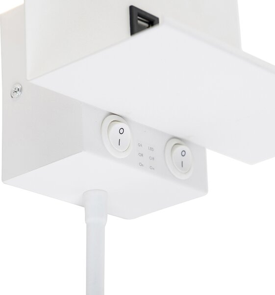 Moderna zidna svjetiljka bijela s USB-om i fleksibilnom rukom - Flero