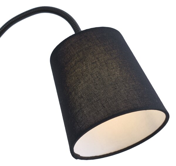 Klasična podna lampa crna s crnim sjenilom i lampom za čitanje - Retro