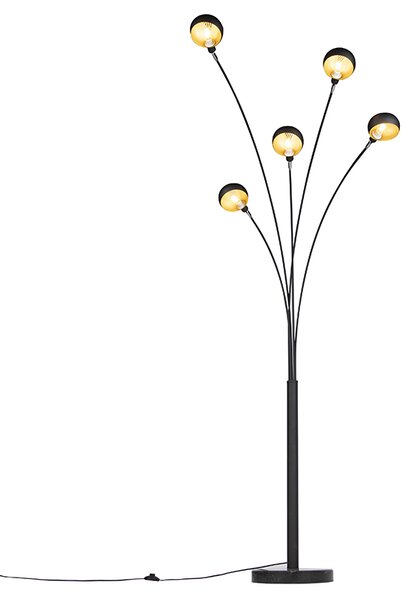 Dizajnerska podna lampa crna 5-svjetla - Sixties Marmo