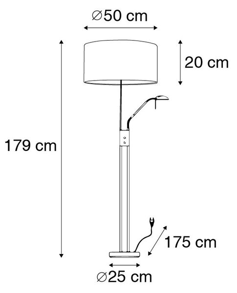 Podna lampa od čelika i bijele boje s podesivom rukom za čitanje - Luxor