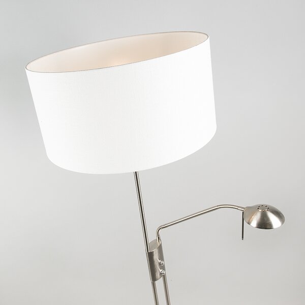 Podna lampa od čelika i bijele boje s podesivom rukom za čitanje - Luxor