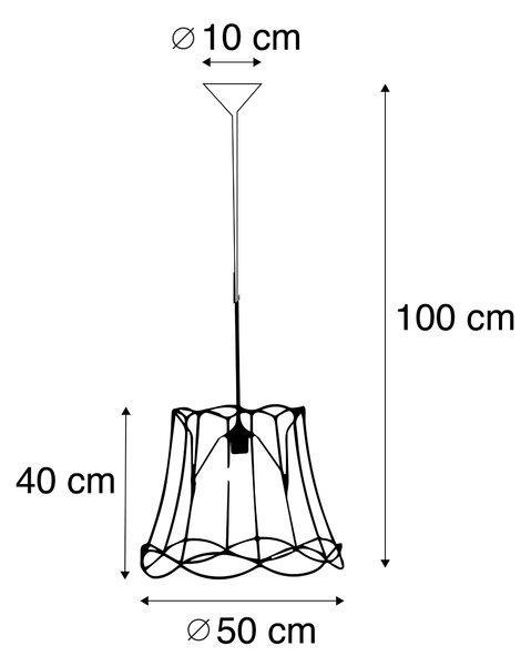 Retro viseća svjetiljka crna 50 cm - Granny Frame