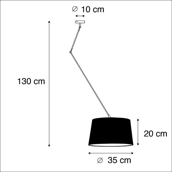 Zidna svjetiljka crna s platnenim sjenilom crna 35 cm - Blitz