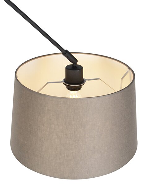 Zidna svjetiljka crna s platnenim sjenilom u boji taupe 35 cm - Blitz