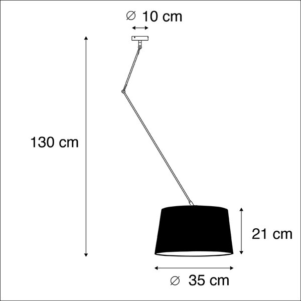 Zidna svjetiljka crna s nabranim sjenilom 35cm krem - Blitz