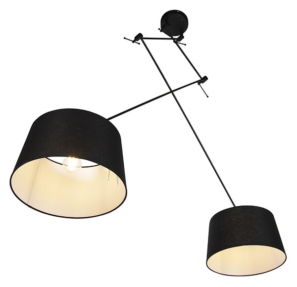 Zidna svjetiljka crna s platnenim sjenilima crna 35 cm 2-svjetla - Blitz