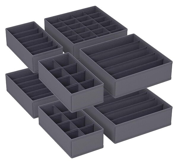 Set od 8 organizatora ladica, sklopive kutije od tkanine različitih dimenzija, sive