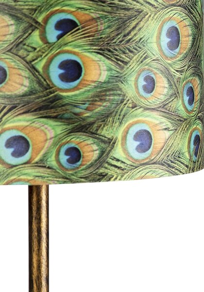 Vintage podna lampa zlatna s nijansom pauna 40 cm - Simplo
