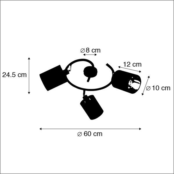 Pametna moderna stropna svjetiljka crna s 3 WiFi B35 - Lofty