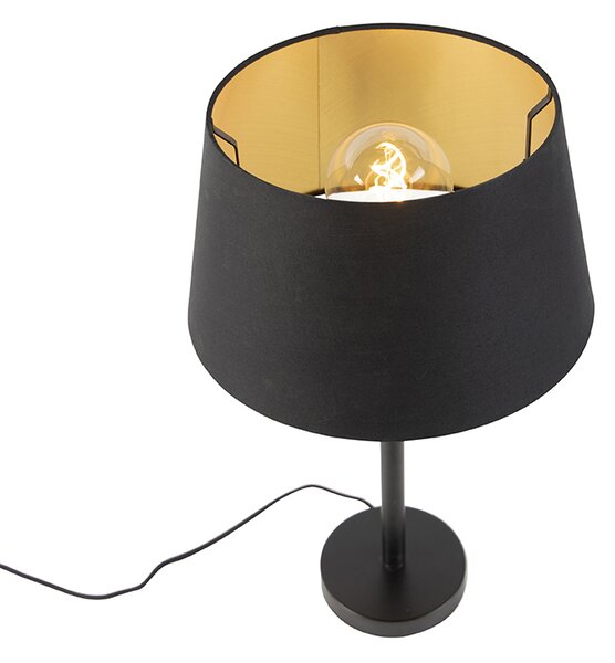 Klasična stolna svjetiljka crna s crnim sjenilom 32 cm - Simplo