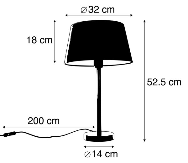 Klasična stolna svjetiljka crna s crnim sjenilom 32 cm - Simplo